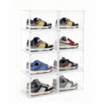 Side opening magnetic plastic shoe box for home storage