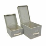 Collapsible Fabric Storage Box with Lid and Handle