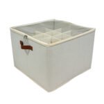 Fabric Shoe Storage Box with Adjustable Dividers